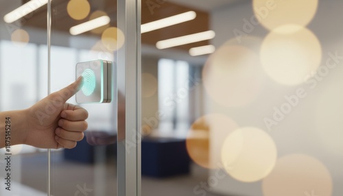 Wallpaper Mural Biometric fingerprint scanner on glass door for office security access Torontodigital.ca