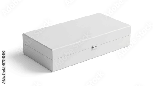 A white rectangular box with a small handle on the front