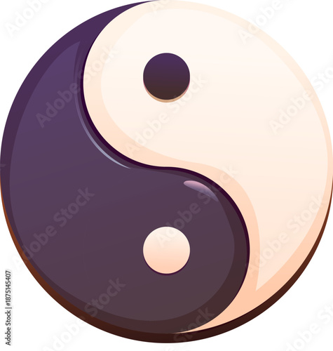 Chinese Lunar New Year Yin Yang icon or symbol with dark and light halves, representing balance, duality and harmony in CNY holiday and eastern philosophy. Isolated vector traditional Taoist sign