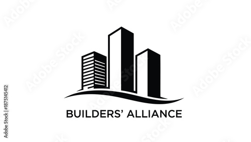 Builders alliance logo with modern cityscape and text on white background