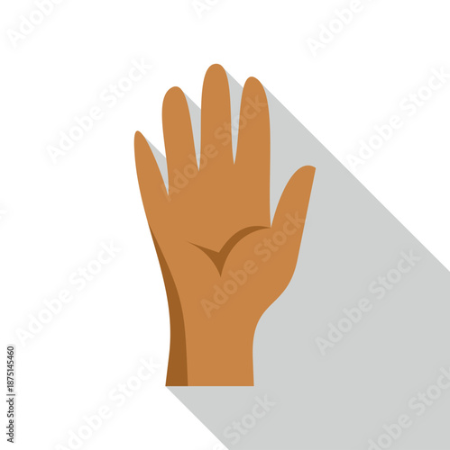 Open hand showing a stop, wave, or greeting gesture on white background