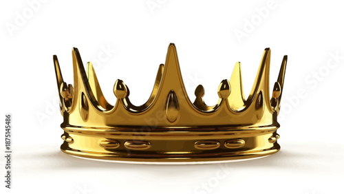 Golden crown with ornate details on white background