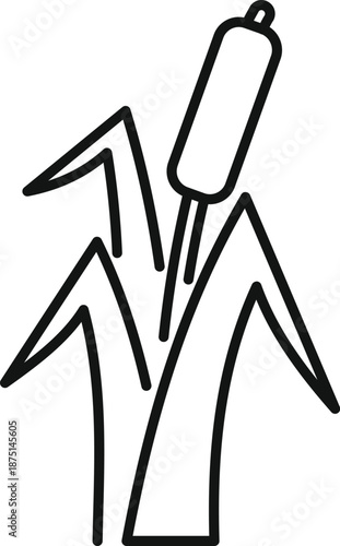 Cattail plant line art icon representing marshland flora