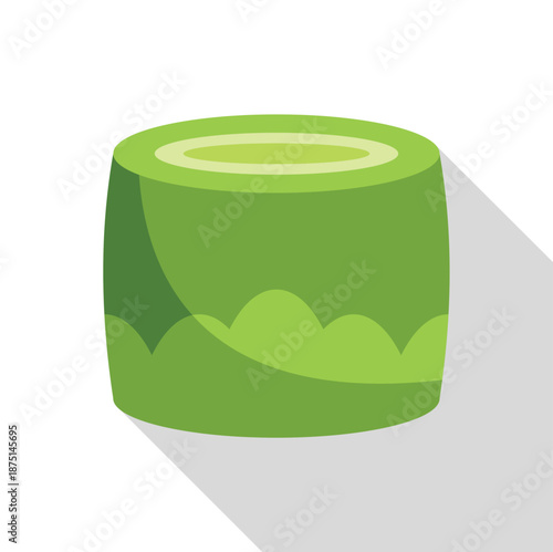 Japanese sushi maki roll illustration with a top view and green colors