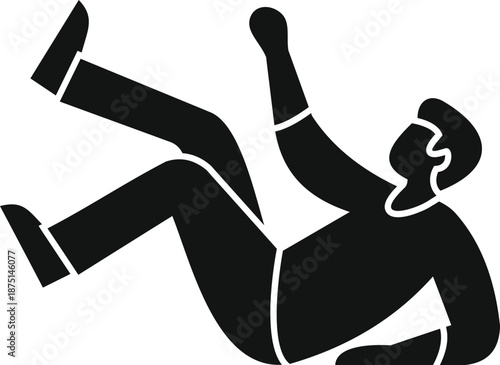 Person silhouette falling, portraying concepts of accident, risk, and losing control