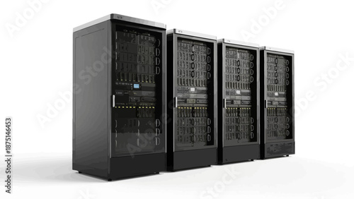 Row of high performance server racks in data center