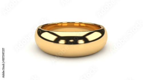 Gold ring with shiny surface and reflective interior