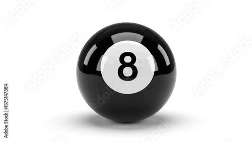 Shiny black eight ball with white number eight