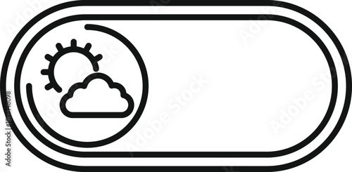 Line art icon illustrating a toggle switch with sun and cloud for day mode