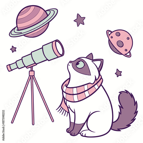 Playful Bashful Birman design, styled with with a scarf and Starlight Mix shades in a Galaxy Dreams setting