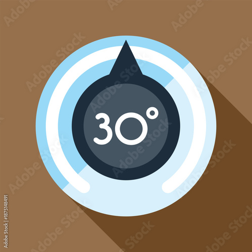 Thermostat dial showing temperature controls at 30 degrees