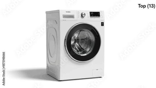 A front loading washing machine with a digital display