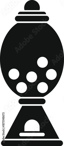 Gumball machine silhouette with candies inside, presenting a sweet childhood concept