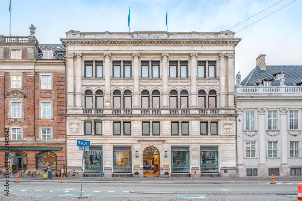 Naklejka premium Traditional Historic Neoclassical Building, Copenhagen Architecture, Denmark