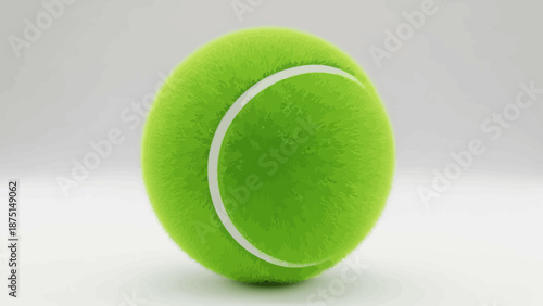 A fuzzy green tennis ball on a white background