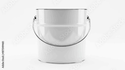 A clear glass ice bucket with handles on a white background