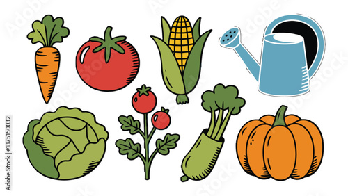 Colorful Garden Bounty: An artistic array of fresh, vibrant vegetables, each element bursts with natural color, arranged to celebrate the earth's yield.