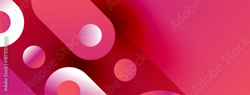 Abstract pink shapes overlap, creating dynamic visual effect. Gradient hues suggest depth, modern design aesthetic.
