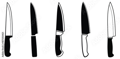 Four different types of knives on a white background