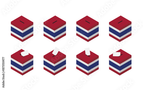 Thailand Election Ballot Box Vector Isometric