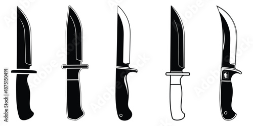 Collection of four distinctive knives with unique blade shapes and handles