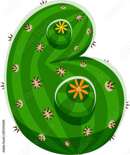 Cacti succulent, cactus font cartoon letter B. Mexican cacti type symbol, desert cactus typeset vector sign. Plant leaf font element or prickly succulent English alphabet typeface letter