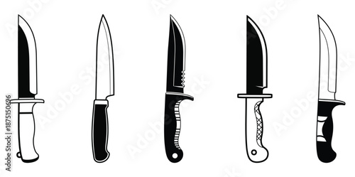 Collection of various knives with distinctive handles and blades