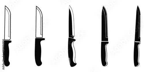 A collection of four knives with different blade shapes and handles