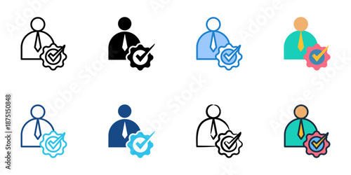 Candidate Endorsement icons set multiple style collection. Editable stroke 
