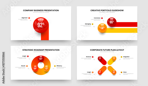 Advertising Overview 1 2 3 4 Step Chart Slide Template Collection. Medical Report One Two Three Four Option Diagram Frame Design Vector Illustration Set.