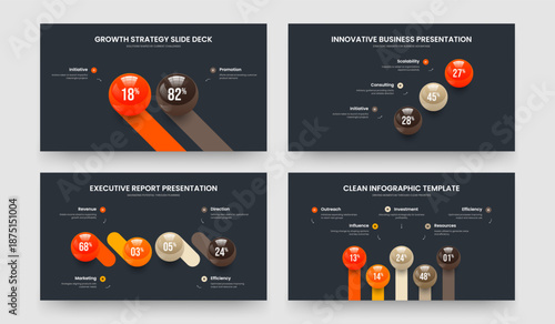 Modern Strategy Two Three Four Five Element Diagram Presentation Template Vector Illustration Collection. Corporate Insight 2 3 4 5 Option Infographic Slideshow Layout Bundle.