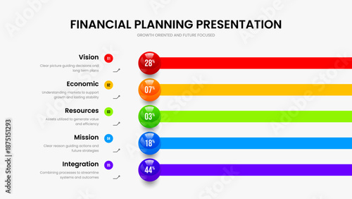 Educational Performance 5 Step Chart Slide Design. Colorful Innovation Presentation Template Vector Illustration. Medical Development Five Option Infographic Slideshow Layout.