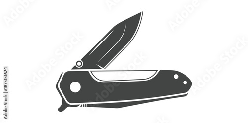 A black pocket knife with one blade open on a white background