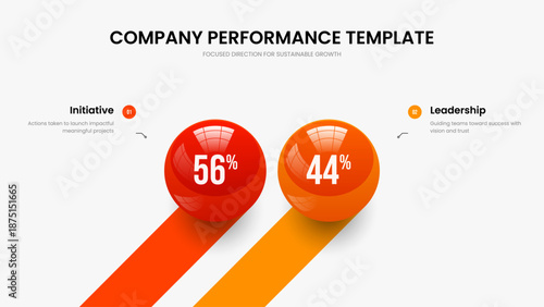 Product Portfolio Slideshow Design Vector Illustration. Corporate Plan Two Option Infographic Frame Template. Science Growth 2 Step Chart Slide Layout.