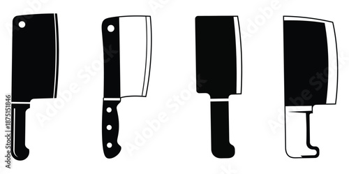 Four different types of kitchen knives on white background