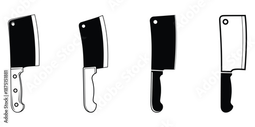 Four different types of kitchen knives on a white background