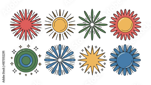 Abstract Colorful Floral Designs: A set of vibrant, eye-catching floral design elements, rendered with a touch of whimsy and creative flair.