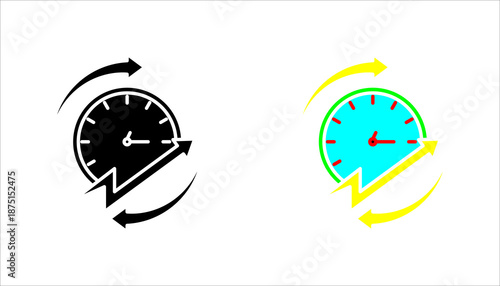Speedometer with circular arrows icon set. in outline style representing performance cycle, refresh, optimization, and continuous improvement processes.