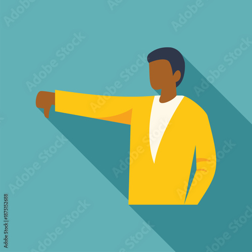 Man showing a thumbs down gesture, expressing dislike and negativity