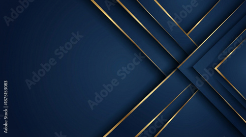 Elegant Corporate Abstract Background in Deep Blue and Gold Geometric Style
