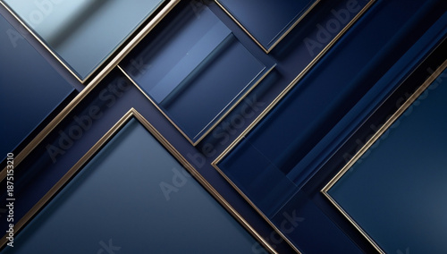 Elegant Corporate Abstract Background in Deep Blue and Gold Geometric Style