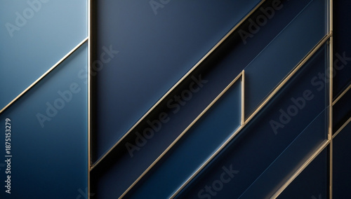 Elegant Corporate Abstract Background in Deep Blue and Gold Geometric Style