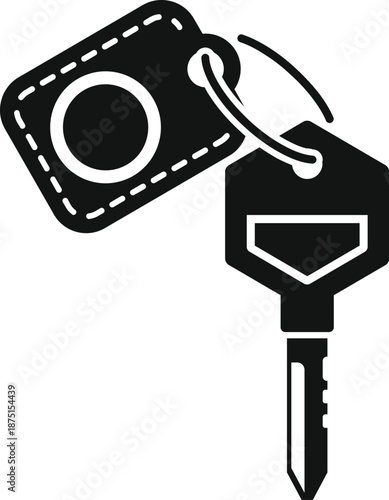 Car key with a blank keychain tag representing security and ownership