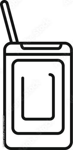 Portable radio device for communication and emergency services presenting a simple line art icon