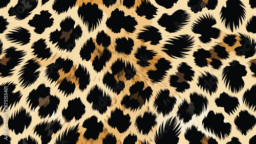 A close-up view of a leopard's fur pattern, showcasing its wild and exotic texture with black spots on a beige background