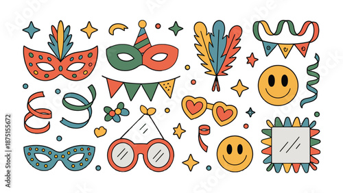 Carnival Festive Collection: A collection of carnival elements, each radiating the spirit of celebration, is ready to infuse any project with energy and happiness.