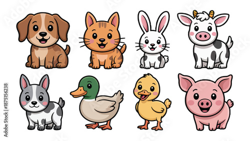Adorable Cartoon Animals: A charming array of cartoon animals, each with a unique design and endearing qualities, perfect for evoking a sense of joy and wonder.