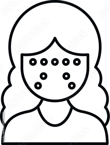 Woman outline showing face with skin problems, acne, and pimples