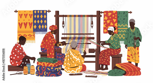 Traditional Weaving Crafts With Skilled Artisans In Vibrant Ethnic Textiles