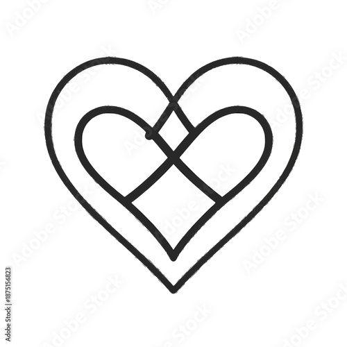 An elegant intertwined heart knot illustration representing endless love and connection isolated on white background